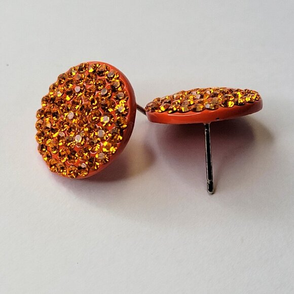 Red Rhinestones Small Earrings - Picture 5 of 6